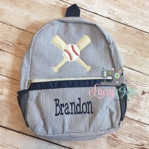 Baseball Seersucker Preschool Backpack