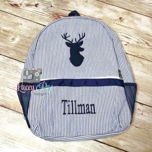 Deer Head Seersucker Preschool Backpack
