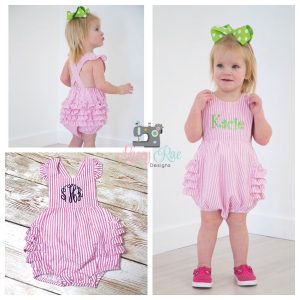 Monogrammed Infant Or Toddler Seersucker Bubble Romper