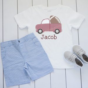 Boys Aggie Football Gingham Truck Shirt Shirt