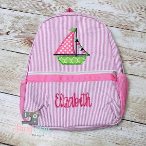 Sailboat Girls Seersucker Preschool Backpack