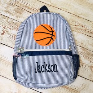 Basketball Seersucker Preschool Backpack