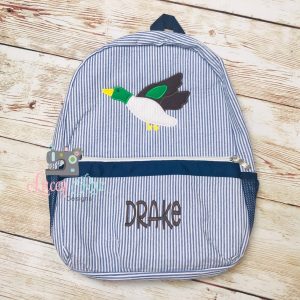 Mallard Duck Boys Seersucker Preschool Backpack