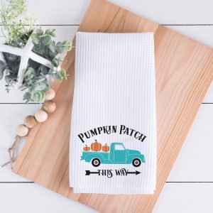 Pumpkin Patch Rustic Truck Dish Towel