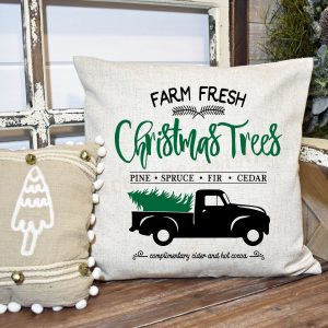 Christmas Tree Vintage Truck Pillow Cover