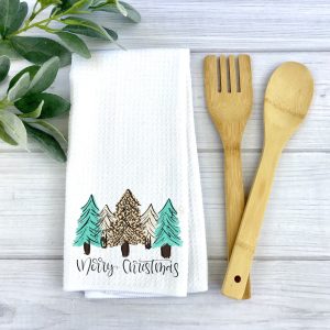 Leopard Christmas Tree Trio Tea Towel