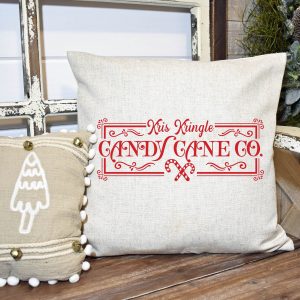 Candy Cane Vintage Pillow Cover