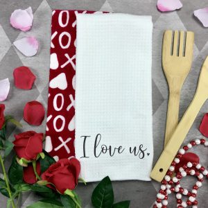 I Love Us Valentines Dish Towel