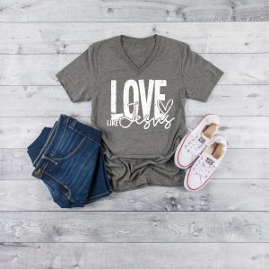 Love Like Jesus Valentines Day Ladies Christian Quote Shirt