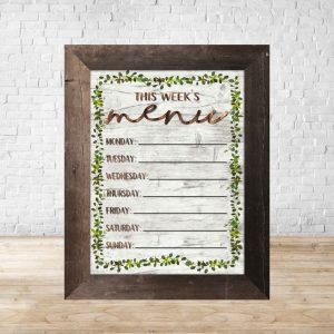 Dry Erase Weekly Menu Board