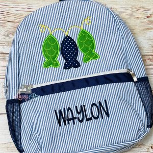Fishing Seersucker Preschool Backpack