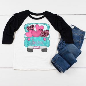 Kids Heart Truck Valentines Day Shirt