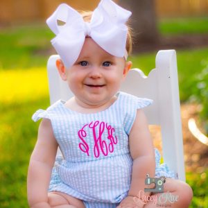 Monogrammed Infant Or Toddler Seersucker Bubble Romper