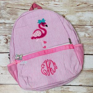 Flamingo Seersucker Preschool Backpack