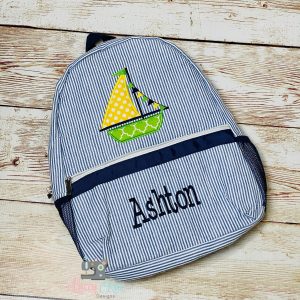 Sailboat Boys Seersucker Preschool Backpack