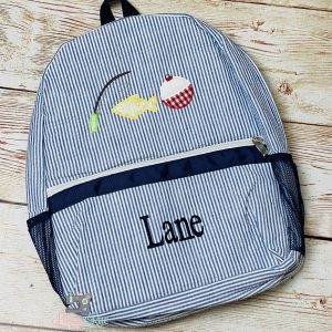 Fishing Pole And Bobber Seersucker Backpack