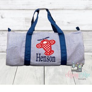 Seersucker Duffel Bag With Airplane