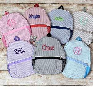 Personalized Seersucker Preschool or Toddler Backpack