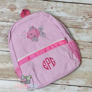 Girls Fish Seersucker Preschool Backpack