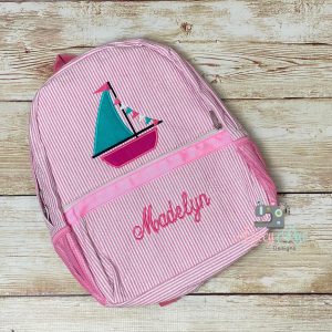 Sailboat Girls Seersucker Preschool Backpack