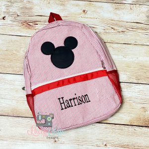 Mickey Mouse Red Seersucker Preschool Backpack