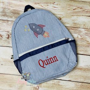 Rocket Seersucker Preschool Backpack