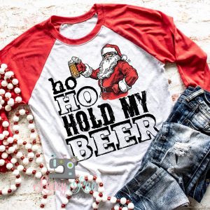 Ho Ho Hold My Beer Santa Christmas Tee