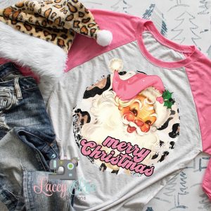 Merry Christmas Leopard Santa Christmas Tee