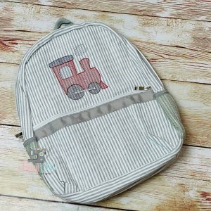 Train Seersucker Preschool Backpack