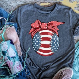 Patriotic Baseball Bow  Shirt