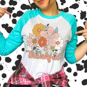Be Thankful Floral Pumpkin Shirt