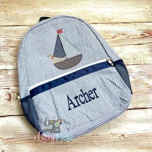 Sailboat And Dog Seersucker Preschool Backpack