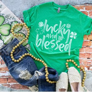 Lucky And Blessed St Pattys Day Tee