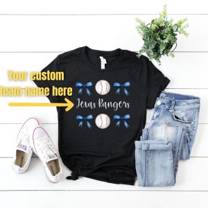Custom Baseball Team Mom Shirt With Coquette Bows
