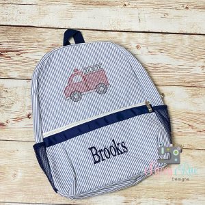 Firetruck Seersucker Preschool Backpack