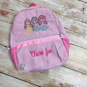 Princess Seersucker Backpack: Monogrammed Toddler Bag