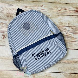 Elephant Seersucker Preschool Backpack
